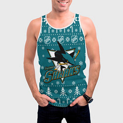 Майка-безрукавка мужская Сан Хосе Шаркс Новогодний, цвет: 3D-белый — фото 2