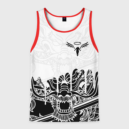 Мужская майка без рукавов WALHALLA TEAM НА СПИНЕ БЕЛЫЙ ДРАКОН / 3D-Красный – фото 1