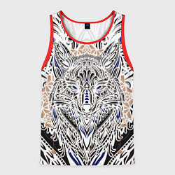 Майка-безрукавка мужская БЕЛАЯ ЭТНИЧЕСКА ЛИСА WHITE FOX, цвет: 3D-красный