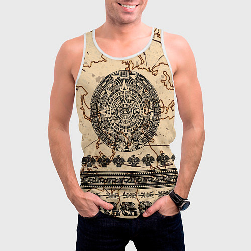 Мужская майка без рукавов AztecsАцтеки / 3D-Белый – фото 3