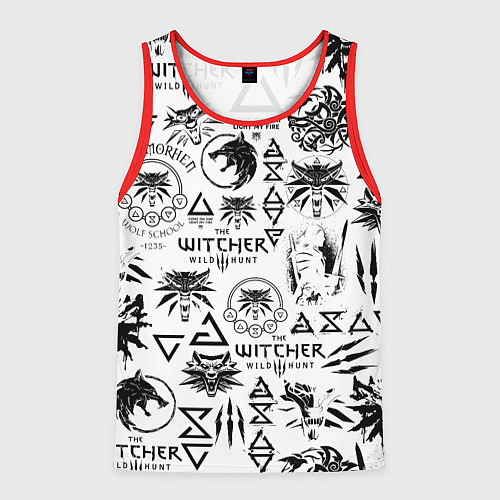 Мужская майка без рукавов THE WITCHER LOGOBOMBING ЧЁРНО БЕЛЫЙ ВЕДЬМАК ПАТТЕР / 3D-Красный – фото 1