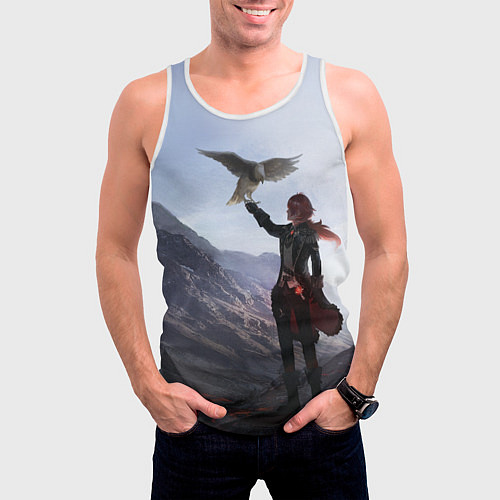 Мужская майка без рукавов ДИЛЮК С ЯСТРЕБОМ DILUC / 3D-Белый – фото 3