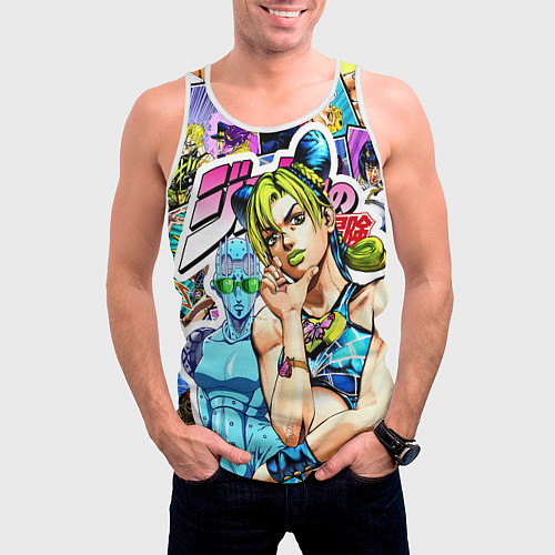 Мужская майка без рукавов JoJos Bizarre Adventure - Джолин Кудзё / 3D-Белый – фото 3