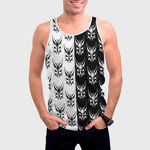 Мужская майка без рукавов GENSHIN IMPACT XIAO MASK ГЕНШИН ИМПАКТ СЯО МАСКА / 3D-Белый – фото 3