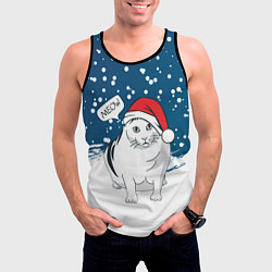 Майка-безрукавка мужская НОВОГОДНИЙ КОТ БЕНДЕР МЕМ, цвет: 3D-черный — фото 2