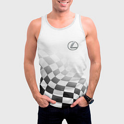 Майка-безрукавка мужская Lexus, Лексус спорт финишный флаг, цвет: 3D-белый — фото 2