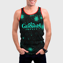 Майка-безрукавка мужская НЕОНОВЫЙ НОВОГОДНИЙ ГЕНШИН ИМПАКТ, цвет: 3D-красный — фото 2