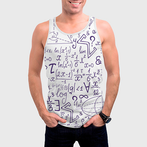 Мужская майка без рукавов МАТЕМАТИЧЕСКИЕ ФОРМУЛЫ НАУКА / 3D-Белый – фото 3