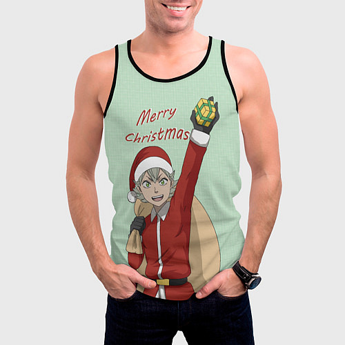 Мужская майка без рукавов Аста из Черных быков в костюме Санты / 3D-Черный – фото 3