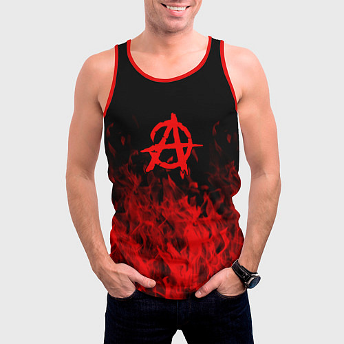 Мужская майка без рукавов Гражданская оборона пламя / 3D-Красный – фото 3