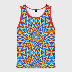 Майка-безрукавка мужская Пульсирующий синий цветок иллюзия движения, цвет: 3D-красный