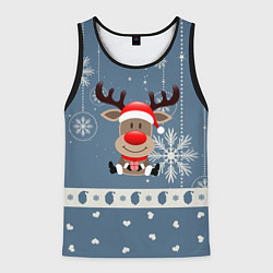 Майка-безрукавка мужская New Years Deer, цвет: 3D-черный