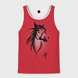 Майка-безрукавка мужская Огненная лошадь с иероглифом, цвет: 3D-белый