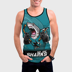 Майка-безрукавка мужская San Jose Sharks, Сан Хосе Шаркс, цвет: 3D-черный — фото 2