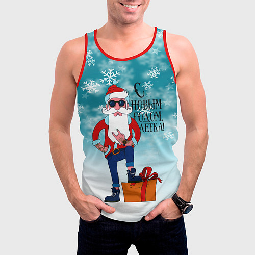 Мужская майка без рукавов Hipster Santa 2022 / 3D-Красный – фото 3