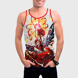 Майка-безрукавка мужская Кли с крыльями при взрыве Genshin Impact, цвет: 3D-красный — фото 2