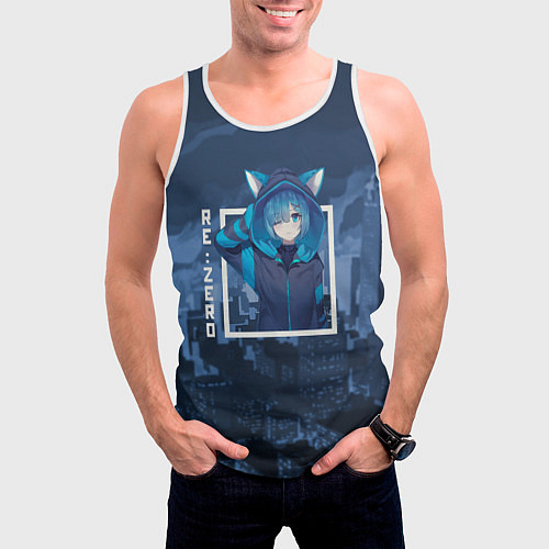 Мужская майка без рукавов Рем с ушками, Re: zero Жизнь с нуля в альтернативн / 3D-Белый – фото 3