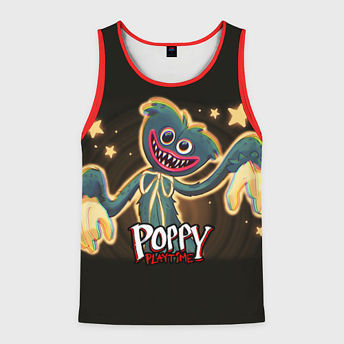 Мужская майка без рукавов POPPY PLAYTIME ГЛИТЧ ПОППИ ПЛЕЙТАЙМ / 3D-Красный – фото 1