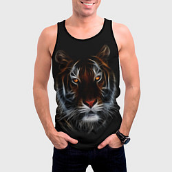 Майка-безрукавка мужская Тигр в Темноте Глаза Зверя, цвет: 3D-черный — фото 2