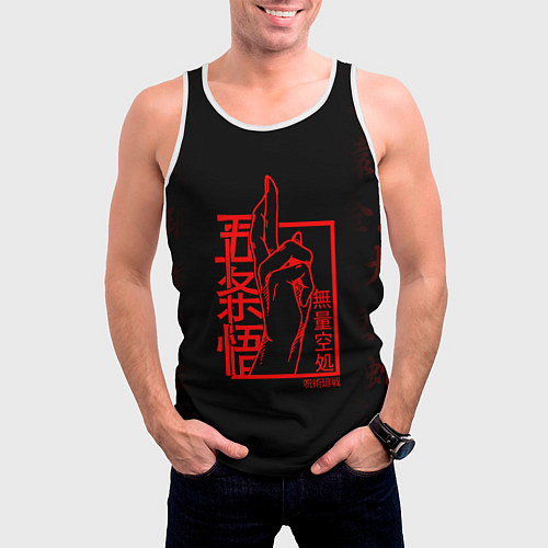 Мужская майка без рукавов ЗАКЛИНАНИЕ СУКУНА МАГИЧЕСКАЯ БИТВА / 3D-Белый – фото 3