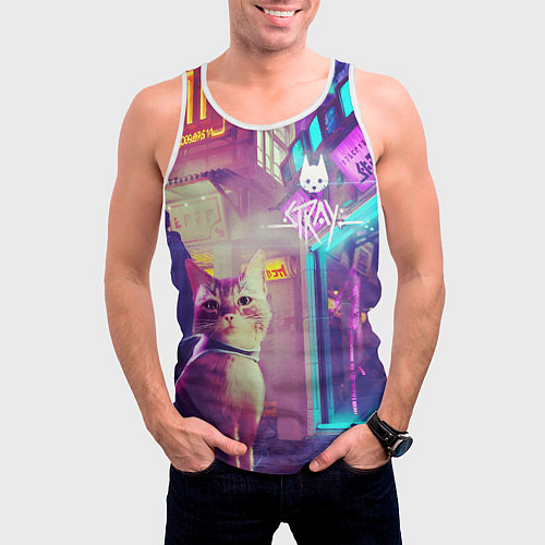 Мужская майка без рукавов Stray / 3D-Белый – фото 3