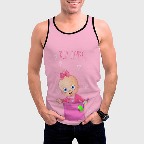 Мужская майка без рукавов Жду дочку ! / 3D-Черный – фото 3