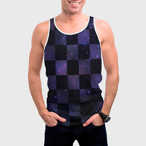 Мужская майка без рукавов Space Neon Chessboard / 3D-Белый – фото 3