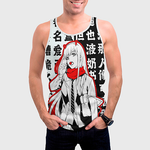 Мужская майка без рукавов ZERO TWO с чупачупсом на Иероглифах Любимый во фра / 3D-Белый – фото 3