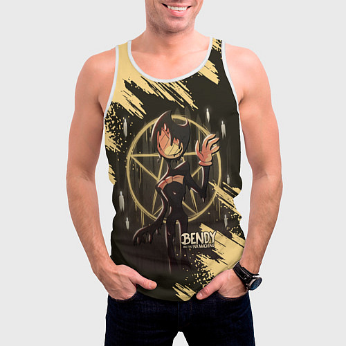 Мужская майка без рукавов Bendy And The Ink Machine Бенди / 3D-Белый – фото 3