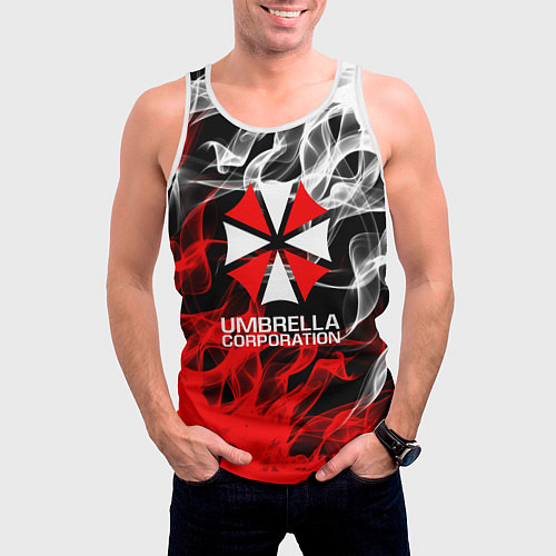 Мужская майка без рукавов Umbrella Corporation Fire / 3D-Белый – фото 3
