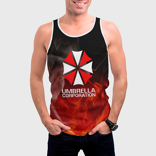 Мужская майка без рукавов Umbrella Corporation пламя / 3D-Белый – фото 3