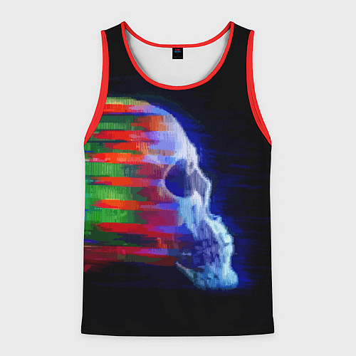 Мужская майка без рукавов Color glitch skull / 3D-Красный – фото 1