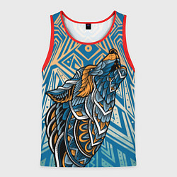 Майка-безрукавка мужская Синий волк в графике, цвет: 3D-красный