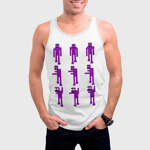 Мужская майка без рукавов Five Nights At Freddys purple guy / 3D-Белый – фото 3