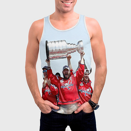 Мужская майка без рукавов Вашингтон Кэпиталз Овечкин с кубком, Washington Ca / 3D-Белый – фото 3