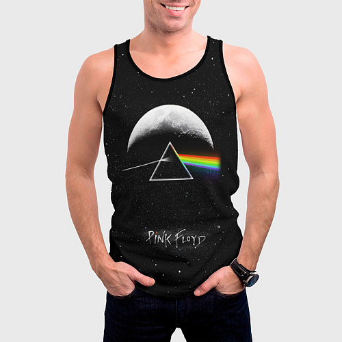 Мужская майка без рукавов PINK FLOYD LOGO ПИНК ФЛОЙД ЗВЕЗДЫ / 3D-Черный – фото 3