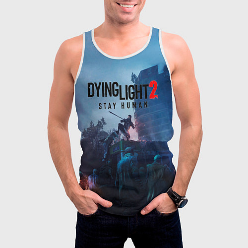 Мужская майка без рукавов Dying Light: Stay Human / 3D-Белый – фото 3