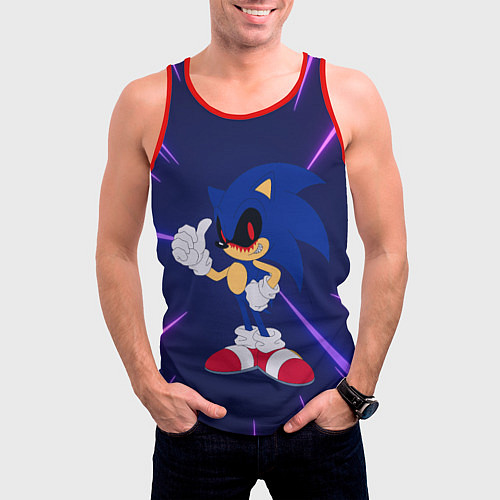 Мужская майка без рукавов SONIC EXE СОНИК / 3D-Красный – фото 3