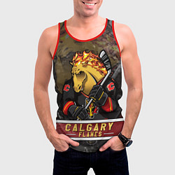 Майка-безрукавка мужская Калгари Флэймз, Calgary Flames Маскот, цвет: 3D-красный — фото 2