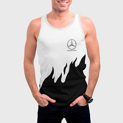 Майка-безрукавка мужская Mercedes-Benz нарисованный огонь, цвет: 3D-белый — фото 2