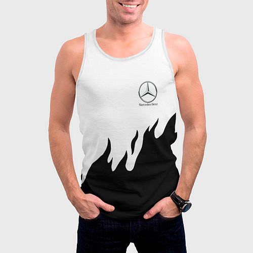 Мужская майка без рукавов Mercedes-Benz нарисованный огонь / 3D-Белый – фото 3