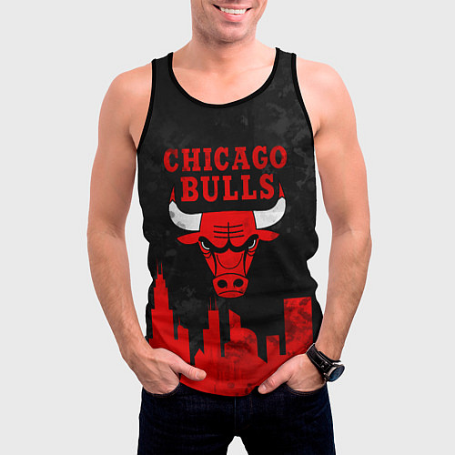 Мужская майка без рукавов Chicago Bulls, Чикаго Буллз Город / 3D-Черный – фото 3