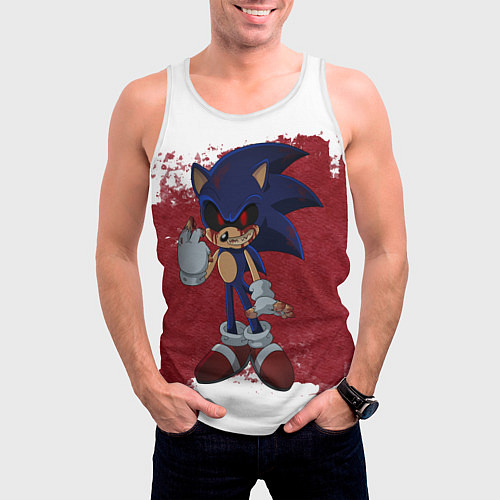 Мужская майка без рукавов Sonic Exe! / 3D-Белый – фото 3