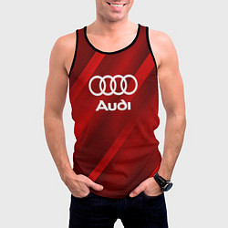 Майка-безрукавка мужская Audi red полосы, цвет: 3D-черный — фото 2