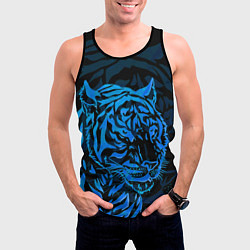 Майка-безрукавка мужская Голубой тигр Blue, цвет: 3D-черный — фото 2