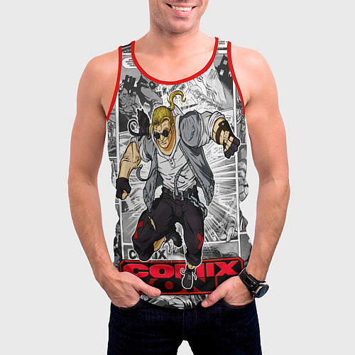 Мужская майка без рукавов Gray comix / 3D-Красный – фото 3