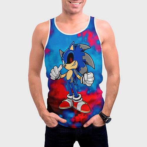 Мужская майка без рукавов СОНИК EXE SONIC / 3D-Белый – фото 3