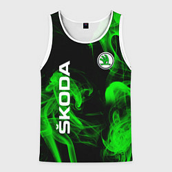 Майка-безрукавка мужская Skoda: Green Smoke, цвет: 3D-белый