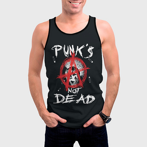 Мужская майка без рукавов Punks Not Dead Анархия / 3D-Черный – фото 3