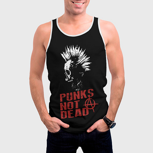 Мужская майка без рукавов Punks Not Dead / 3D-Белый – фото 3